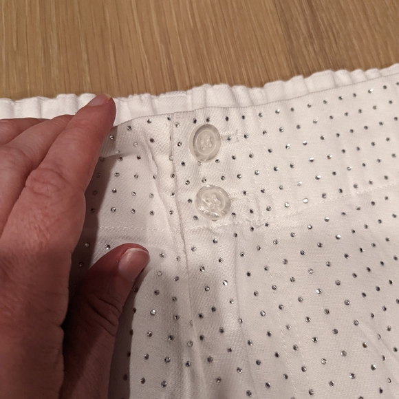 White Sparkle Wide-Leg Pants - Picture 8 of 10